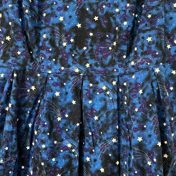 ModCloth 1X Fit & Flare Dress Blue Galaxy Star Print Sleeveless Lined Vintage - Picture 3 of 11